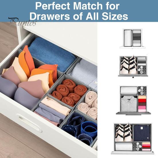 Drawer Organizer Underwear Wardrobe Dividers Storage Boxes Large Capacity Collapsible Clothing Organizers Multiple Compartments Bra Socks Bins Set