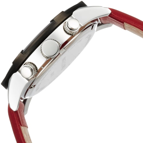 Angel Clover Brio Men's Watch, Red Dial, Stainless Steel, Quartz Movement, 43mm, Authentic Warranty, BR43BBK-RE