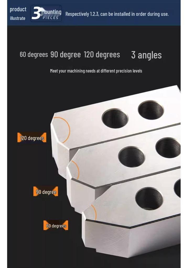 10-Inch Hydraulic Lathe Chuck Soft Jaws with 60°/90°/120° Angles