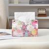 1pc Tissue Box for Home Living Room Tissue Holder Vintage PU Leather Light Luxury Oil Painting Paper Towel Cover Napkin Dispenser