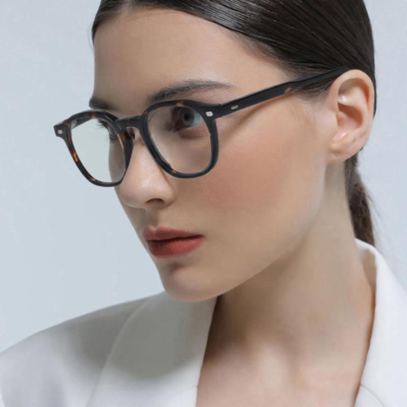 LOOKING4U NN044 Acetate Full-Frame Horn-Rimmed Glasses C2 Havana