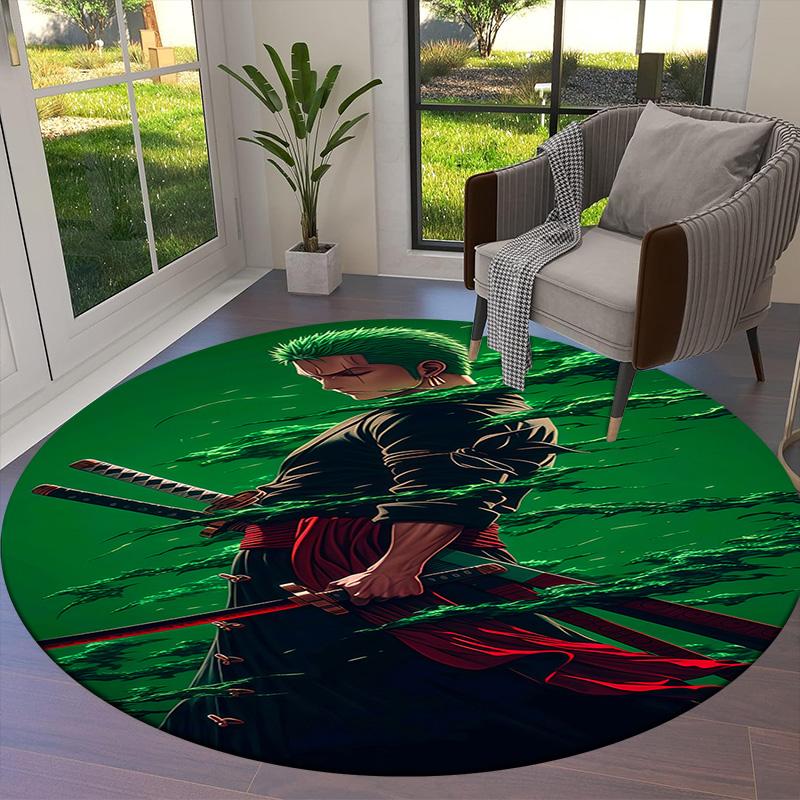 Roronoa Zoro Round Area Rug Carpet Rug For Living Room Bedroom Sofa Playroom Decor Nonslip Floor Mat
