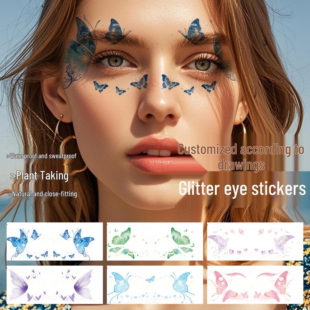 Glitter Butterfly Eye Tattoos: Waterproof, Sweatproof, Anti-Reflective Party Stickers