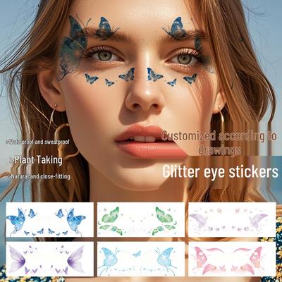 Glitter Butterfly Eye Tattoos: Waterproof, Sweatproof, Anti-Reflective Party Stickers