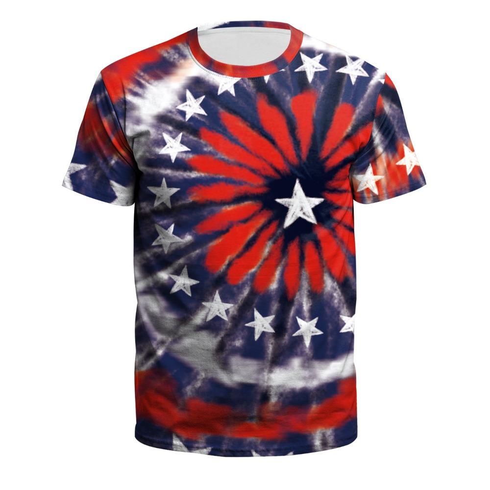3D Digital Printed Flag Pattern Men's Casual and Comfortable Round Neck Short Sleeved T-shirt