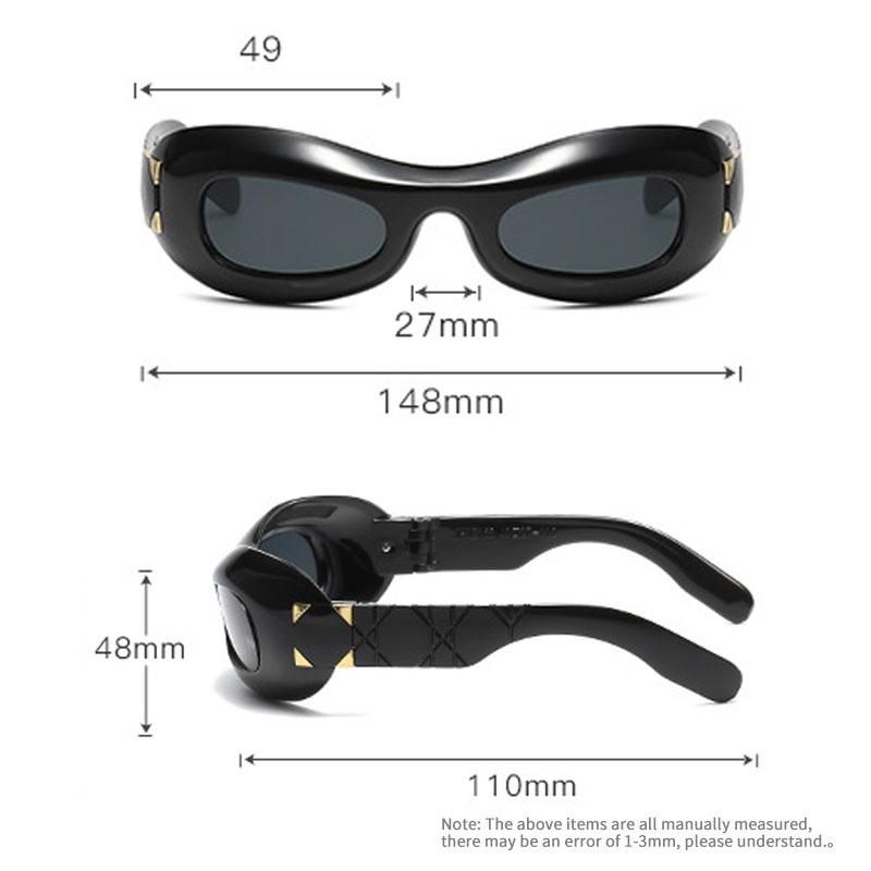 New Fashionable Oval Frame Sunglasses Y2k Punk Style Futuristic UV Protection Sunglasses 18165