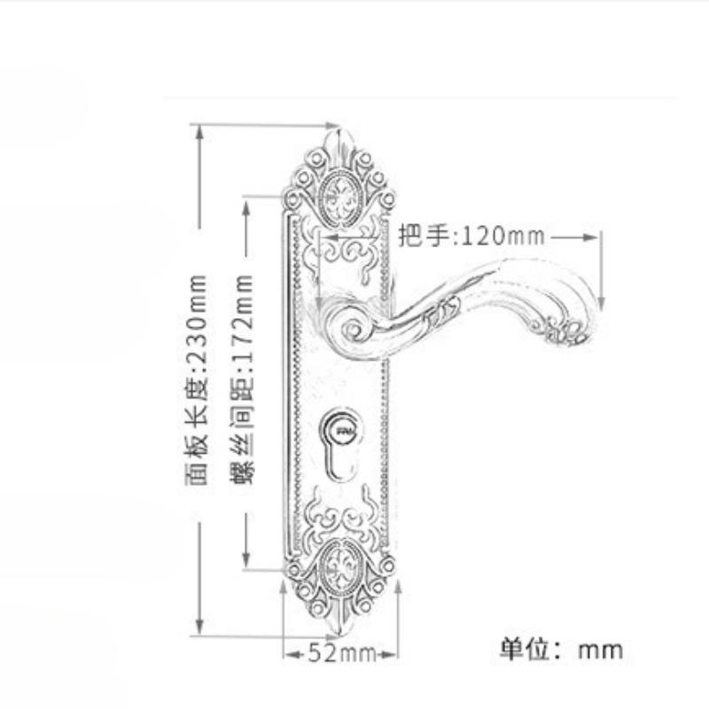 European Style Mute Room Door Lock Handle Fashion Interior Door Knobs Lock Luxurious Anti-theft Gate Lock Furniture Hardware