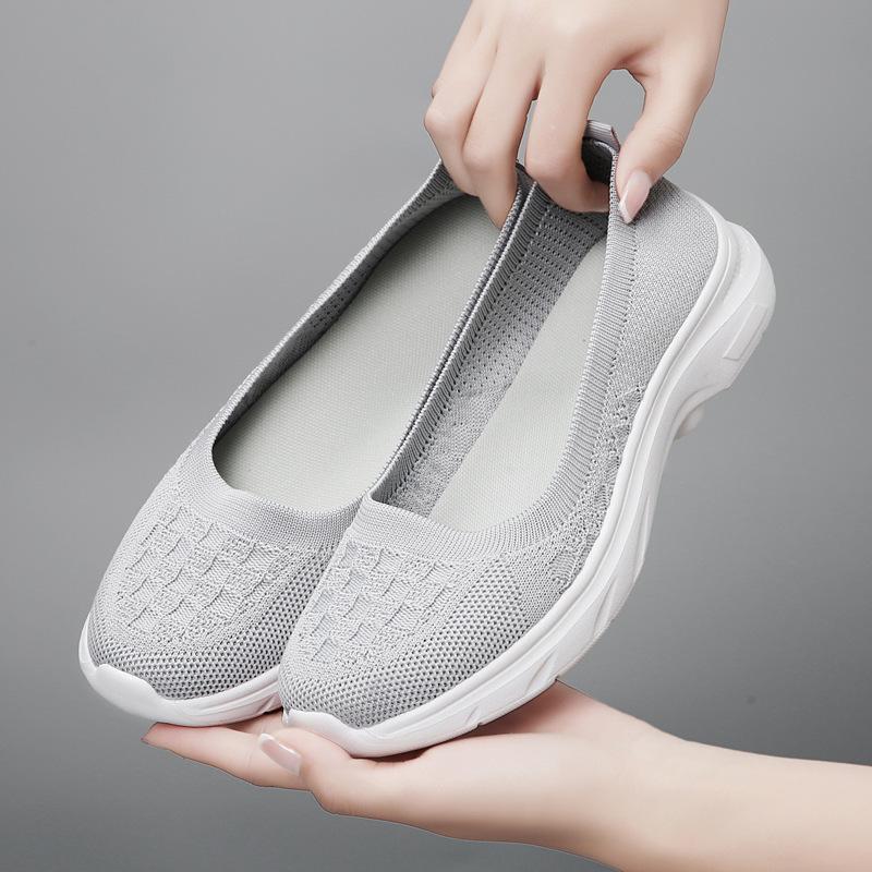 Spring cloth shoes women's flying woven flat-soled casual shoes
