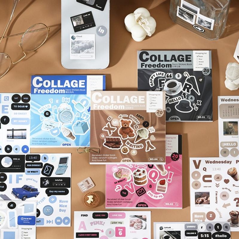 20 Blatt Scrapbooking-Sticker Ästhetische Dekorative Sticker Hintergrund-Sticker für Journal Album Planer Dekoration