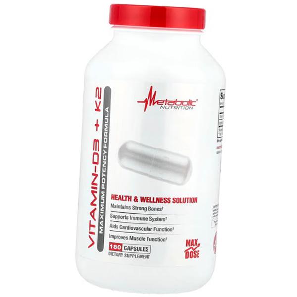 

Vitamins D3 and K2, Vitamin-D3 + K2 Maximum Potency Formula, Metabolic Nutrition (36646001) 180caps