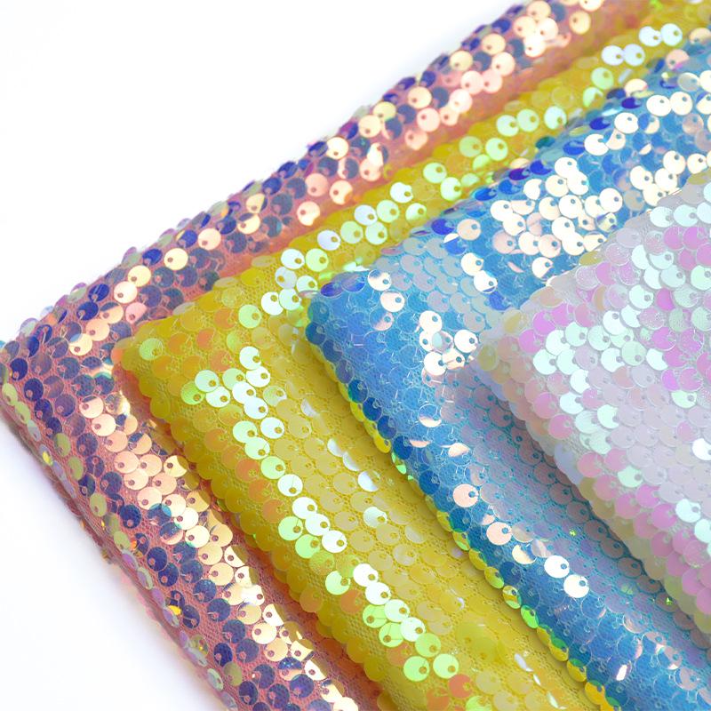 Embroidered 5mm Sequin Mesh Fabric for Wedding Dress, Skirt, Bag, and Shiny Decor