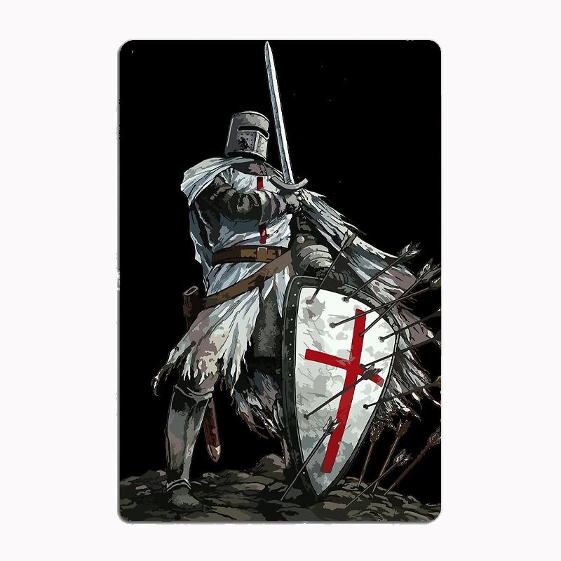 

Щит Тамплиера Крест Средневековый Воин Меч Рыцари Тамплиеры Доспехи Шлем Эмблема Постер Металлическая Табличка Настенная Таблички Настенный Декор 20x30cm（7.8x11.8inch）