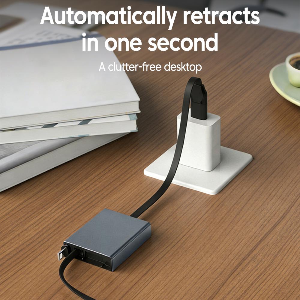 66w USB C Cable Type-C to Type-C Fast Charging Data Retractable Transfer Cable For iPhone 17/16/15 Xiaomi Huawei Samsung Phones
