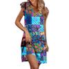 Womens Summer Dress Ruffle Sleeve V Neck Short Dresses Fashion Casual Flowy A Line Swing Sundress With Pocket
