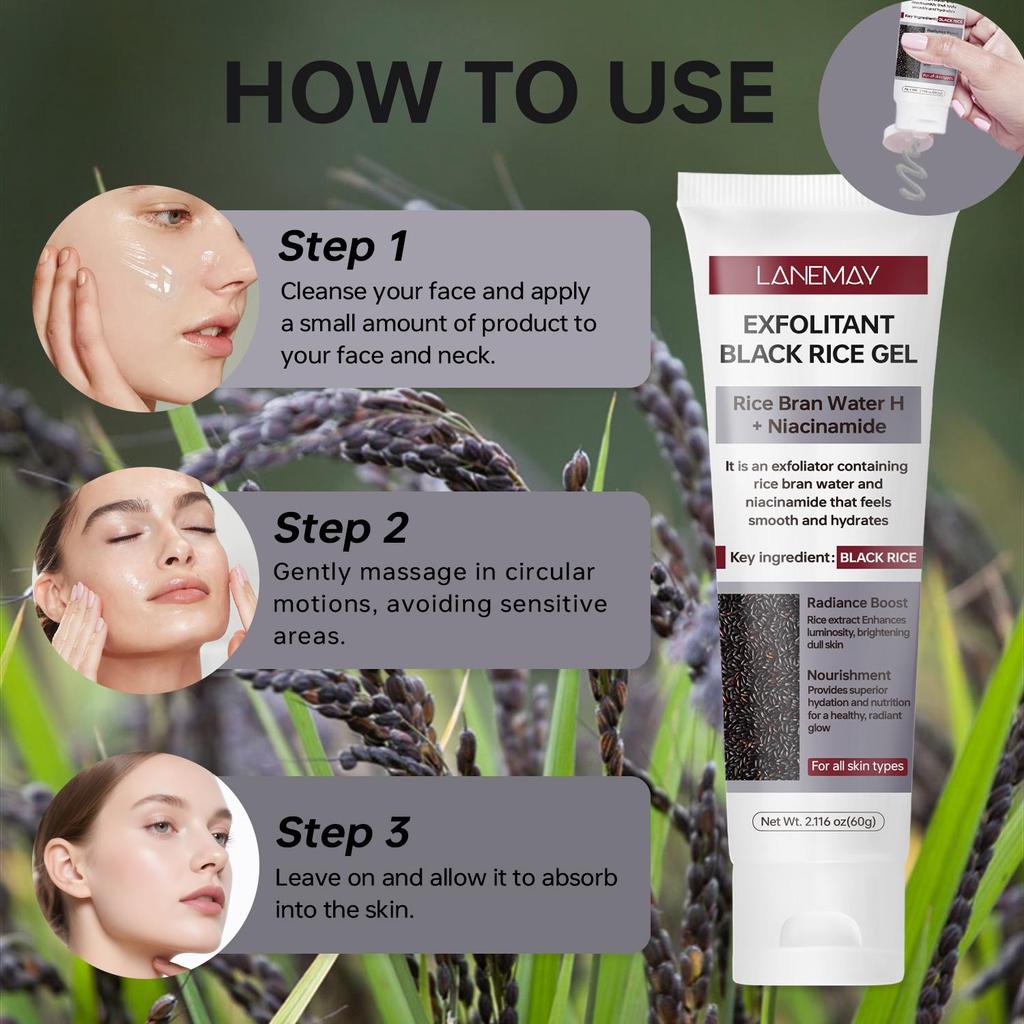 Exfolitant Balck Rice Gel-Moisturize And Nourishes For A Healthy Glow-Suitable For All Skin Types, 60g