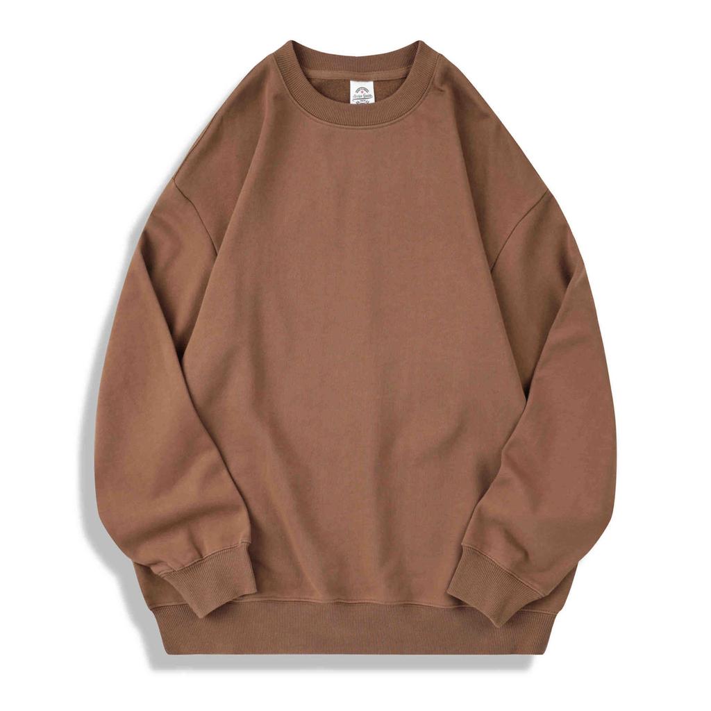 350G Heavy Cotton Terry Round Neck Sweater Loose Version Shoulder Jacket Autumn Print Embroidery
