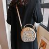 Vintage Embroidery Round Shoulder Bag, Zipper Handbag, Classic Trend Niche Satchel Bag