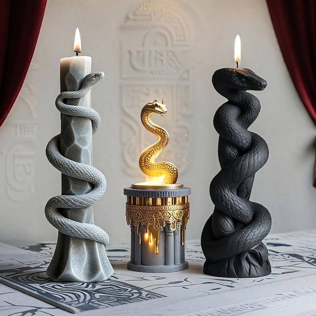 Cobra Silikonová forma na svíčky 3D Realistický design hada se složitými šupinami, pro svíčky/pryskyřici/sádru, snadné vyjímání z formy, DIY řemeslná pomůcka pro domácí dekoraci