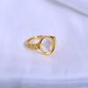 Gold-Plated S925 Silver Open Oval Ring with Bar Design