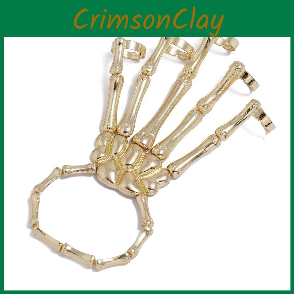 Hand Gothic Skeleton Bangle For Women With Electroplated Alloy Halloween Jewelry