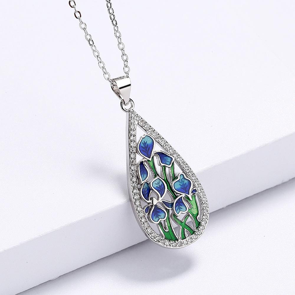 Idyllic Flower Pendant Handmade Enamel Jewelry Wedding Birthday Party Ladies Necklace