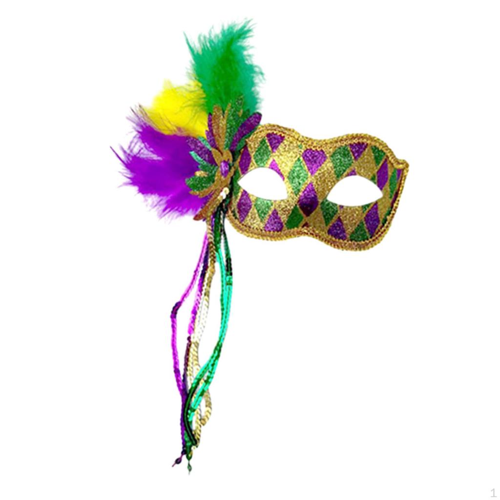 Masquerade Feather Mask Half Face Costume Comfortable Halloween Shield for Women Men