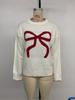 2025 Autumn/Winter Women's Bow Christmas Round Neck Long Sleeve Pullover Sweater