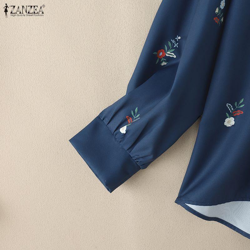 ZANZEA Women Turn Down Collar Casual Long Sleeve Print Blouse