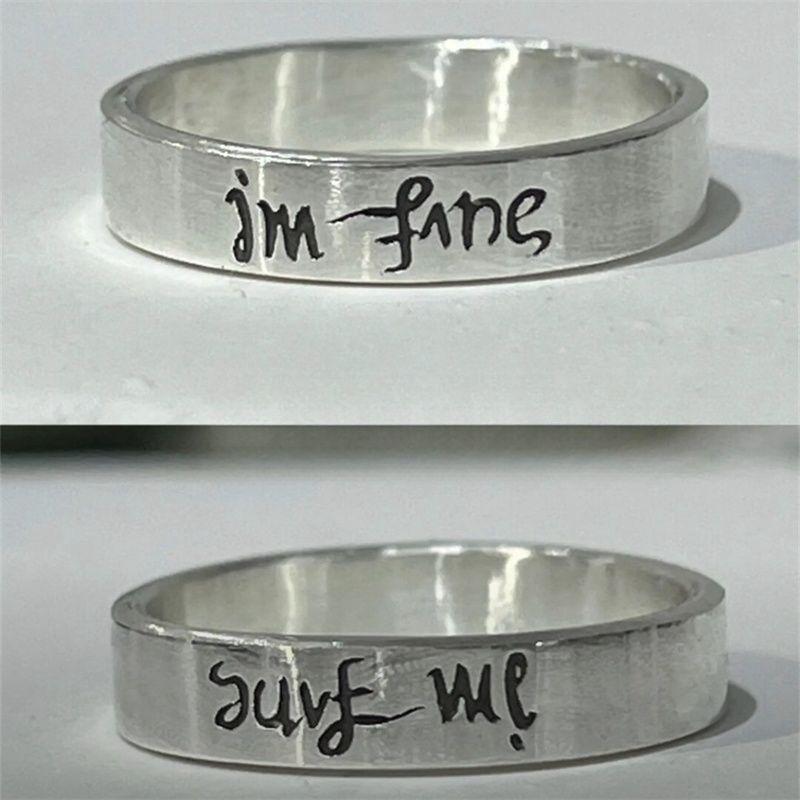 BTS I'm Fine Save Me Ambigram Ring Silver Engraved Band Minimalist Statement Ring Kpop Idol Fan Merchandise Jewelry Gift for ARMY