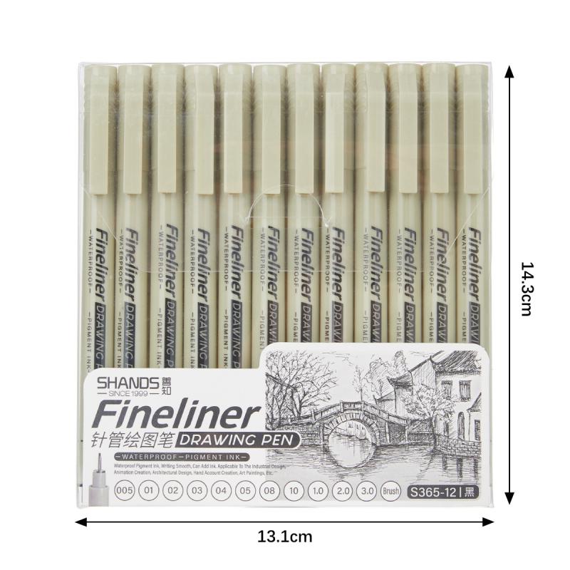 12Pcs/Set Drawing Pens Marker Pen Manga Lettering Pens Art Sketch Journaling Watercolor School Supplies Stationery Gifts