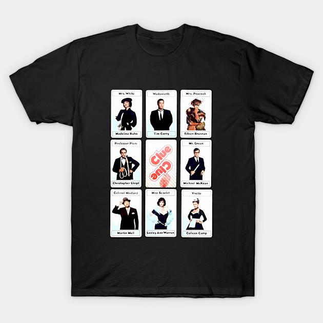 Men Black Print T-shirt Retro Clue Movie No-Cut Transfer Paper Print Cotton Tshirt 4XL