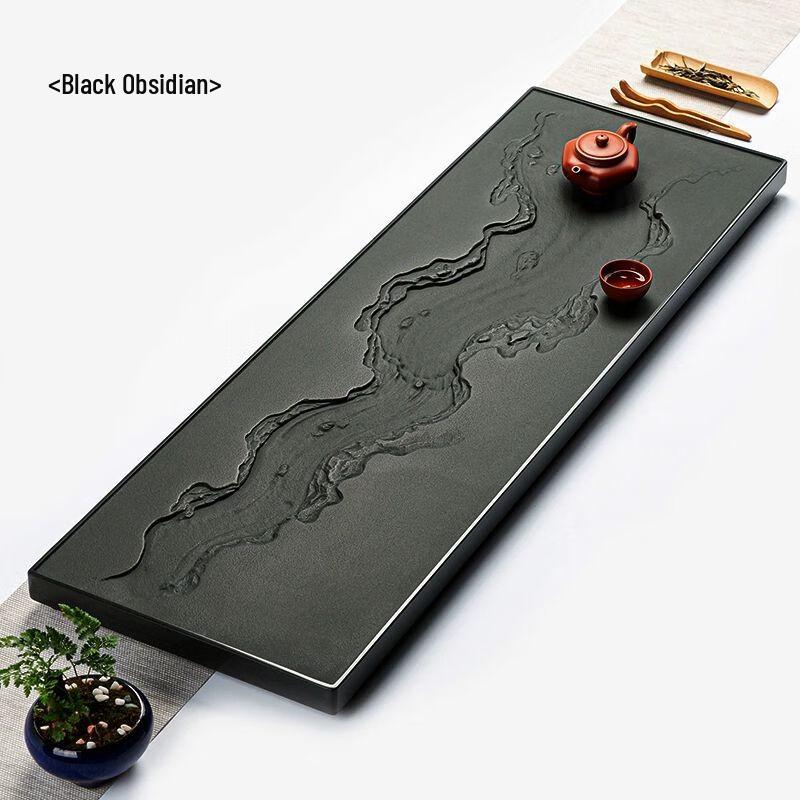 Qianyu Natural Black Gold Stone Tea Tray