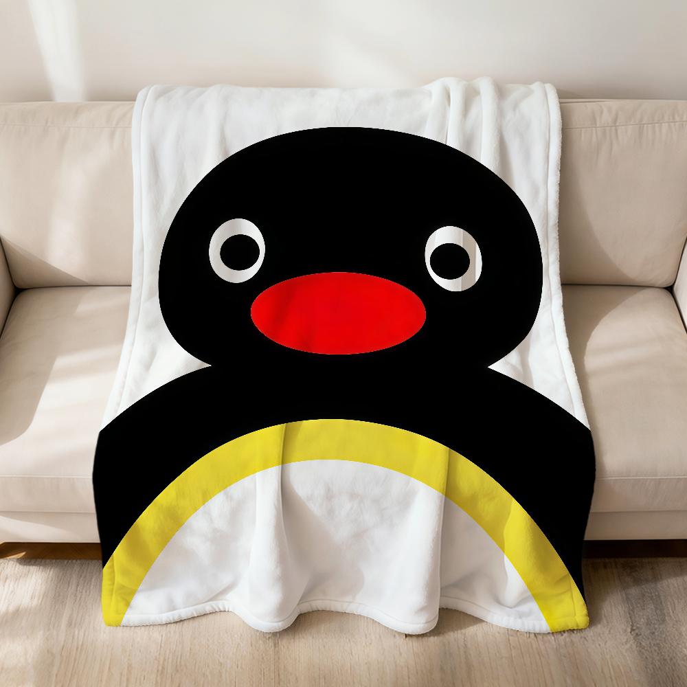 

Cute Cartoon Art Funny P-Pingu Flannel Soft Warm Plush Blanket For Sofa Living Room Pet Hogar Bedroom Gift Home Car Portable 75x90cm