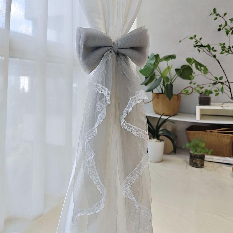 

Curtain Tieback Clip Lace Bow-knot Tieback Clip Belt Tied Fashion Living Room Window Curtain Strap Buckle Home Decor серый