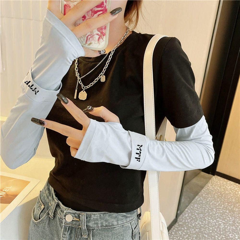 Color Sun Protection Outdoor Ice Silk Summer Sunscreen Sleeves Driving Arm Cover Women Arm Sleeves