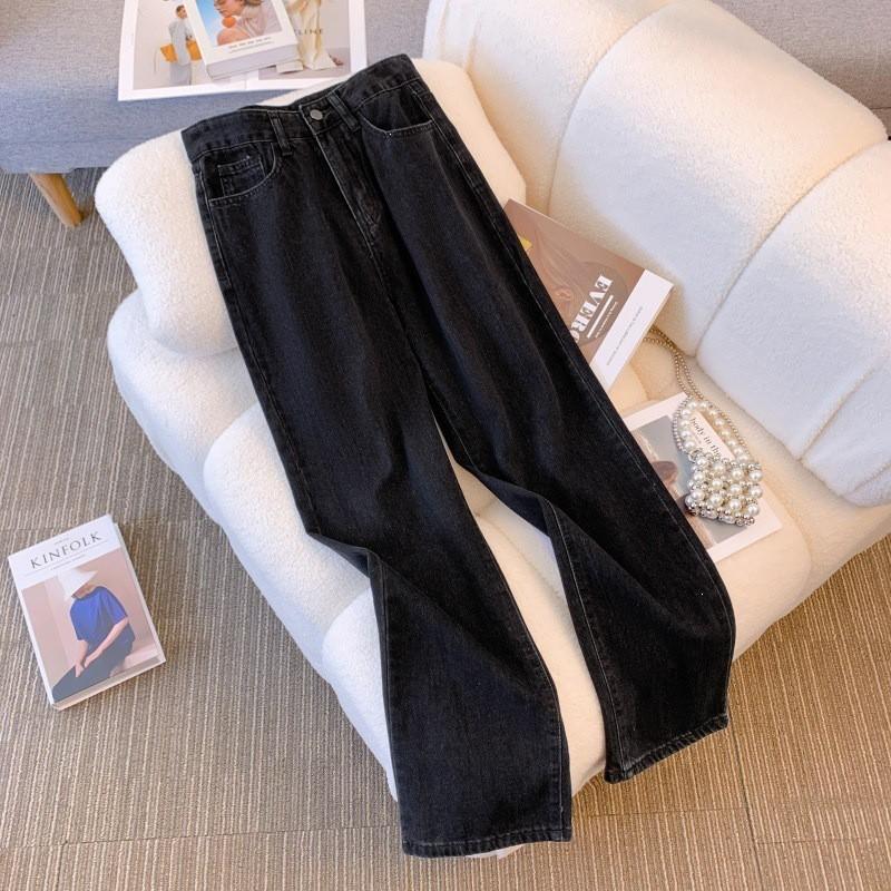 Womens White Wide Leg Straight Cut Jeans High Waist Loose Fit Cotton Denim Trousers 2026 Fall