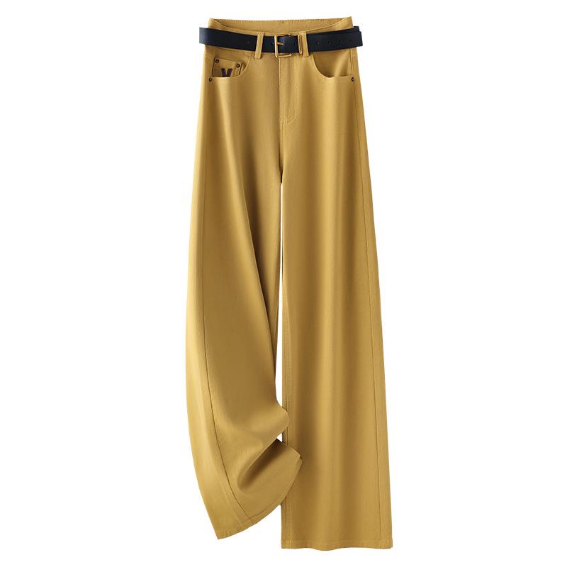 

Женские джинсы Off-White с высокой посадкой и широкими штанинами, весна/лето 2025, свободные, стройнящие, прямые брюки. S жёлтый