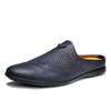 Fashion Summer Men's Shoes Black Leather Business Mules Casual Shoes Fashion Slip On Men Loafers Half Slippers Sapato Masculino Mocassin