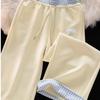 Korean-Style Plaid Embroidery Wide-Leg Pants - High-Waisted, Drawstring, Loose Fit for Spring/Autumn 2026