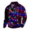 Men's Christmas Cotton Pullover Long Sleeve Outdoor Shirt Vintage Corduroy Button Stand Collar Shirt Casual Sweatshirt Christmas Print Top