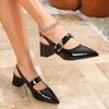 European Size Summer New Women's High Heels Open Toe Mary Jane Shoes French Style Pointed Toe Cover Head Thick Heel Sandals