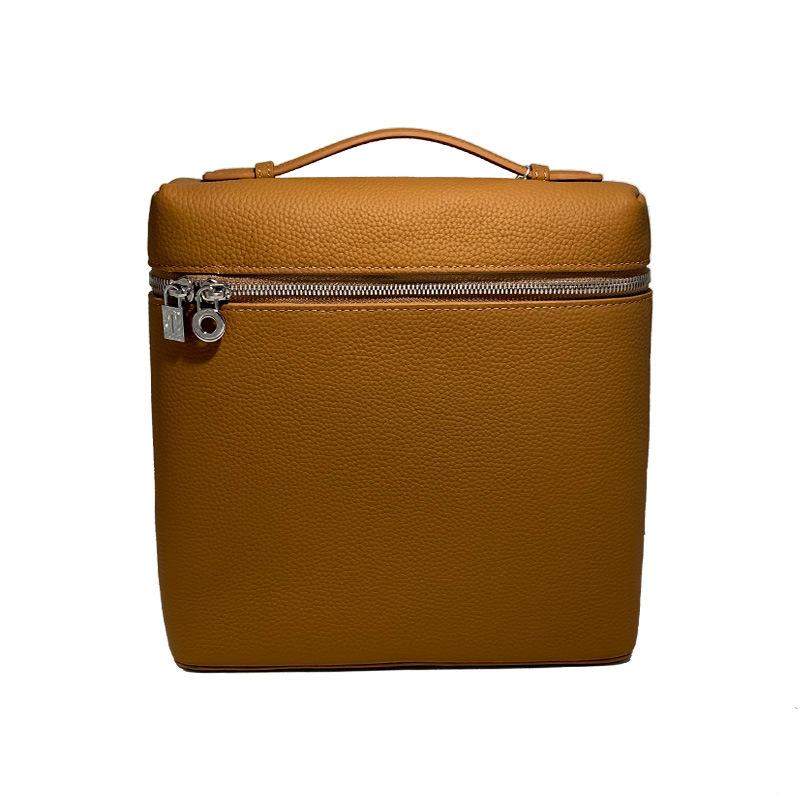 Leather Double-shoulder Crossbody Bag, Leather Box Bag, Lunch Box Bag. Fashionable, Versatile, Elegant and Simple Bag for Women