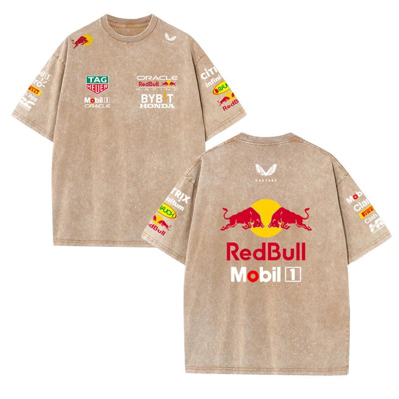Red Bull 2026 Zomer F1 Racepak  Vestapan Team Uniform Korte Mouwen Vintage Was T-shirt Rond Hals T-shirt M