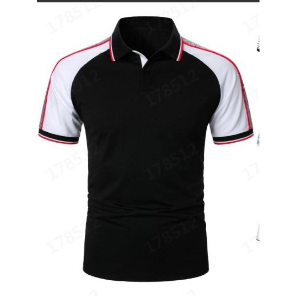 Digital 3D Printed Men'S Polo Shirt Men'S Casual Splicing Color Short Sleeve Shirt