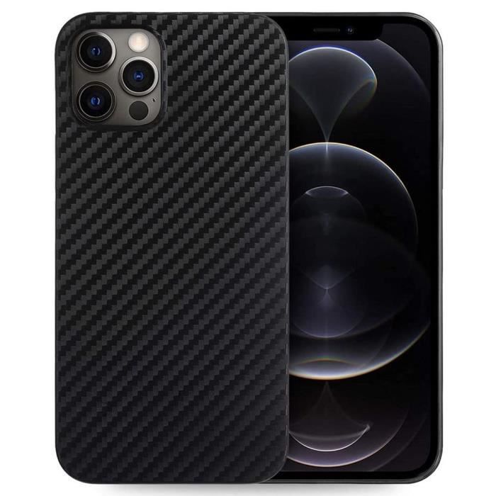 Coque de protection - E.F.Connection - pour iPhone 13 Pro Max - Silicone TPU - Fibre de carbone noir - Ultra slim
