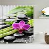 Beautiful Colorful Flower Printed Shower Curtains Frabic Zen Stone Floral Waterproof Polyester Bath Curtain With Hooks 180X180cm
