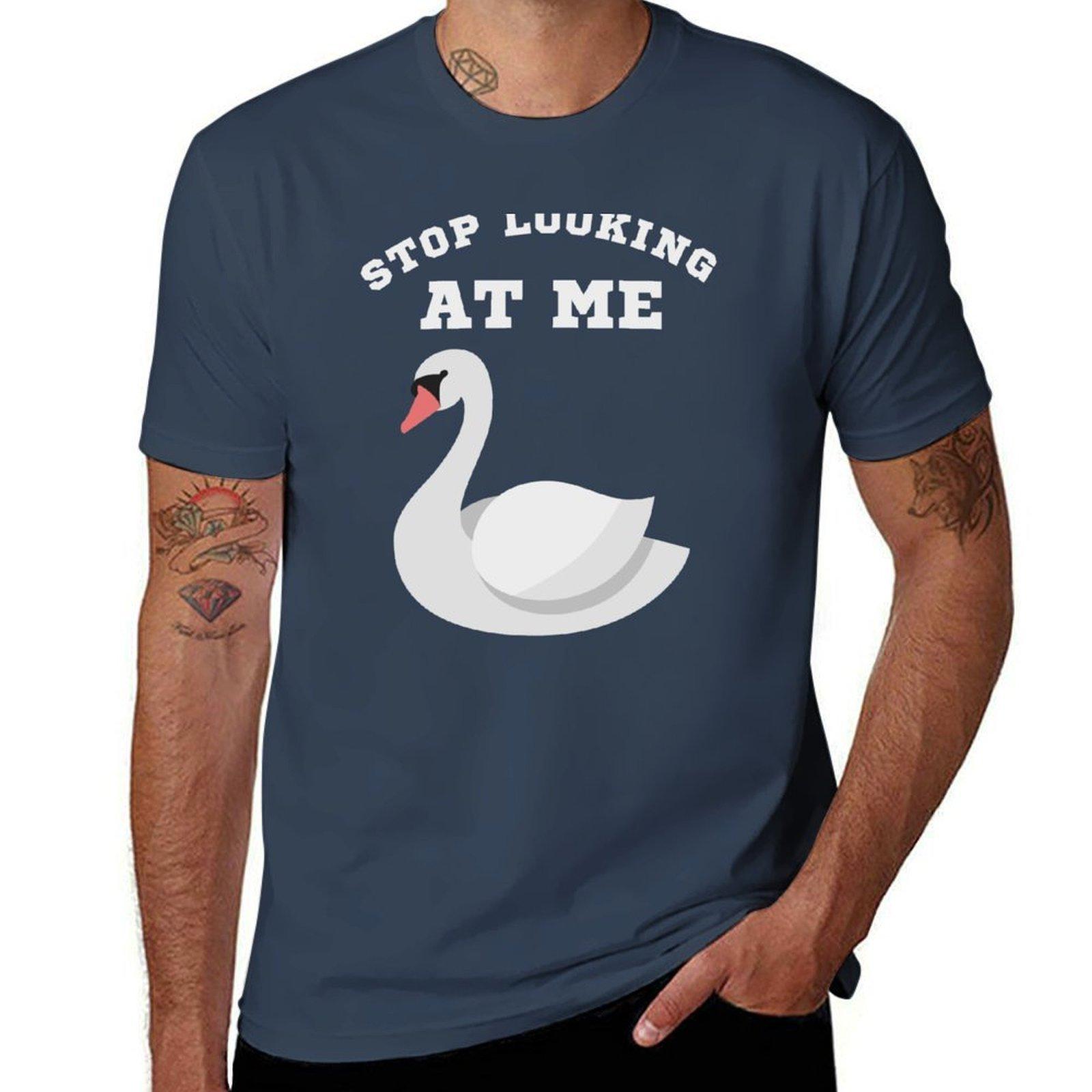 Funny Billy Madison Stop Looking At Me Swan Gift Tshirt Simple Line Art Print Tee S