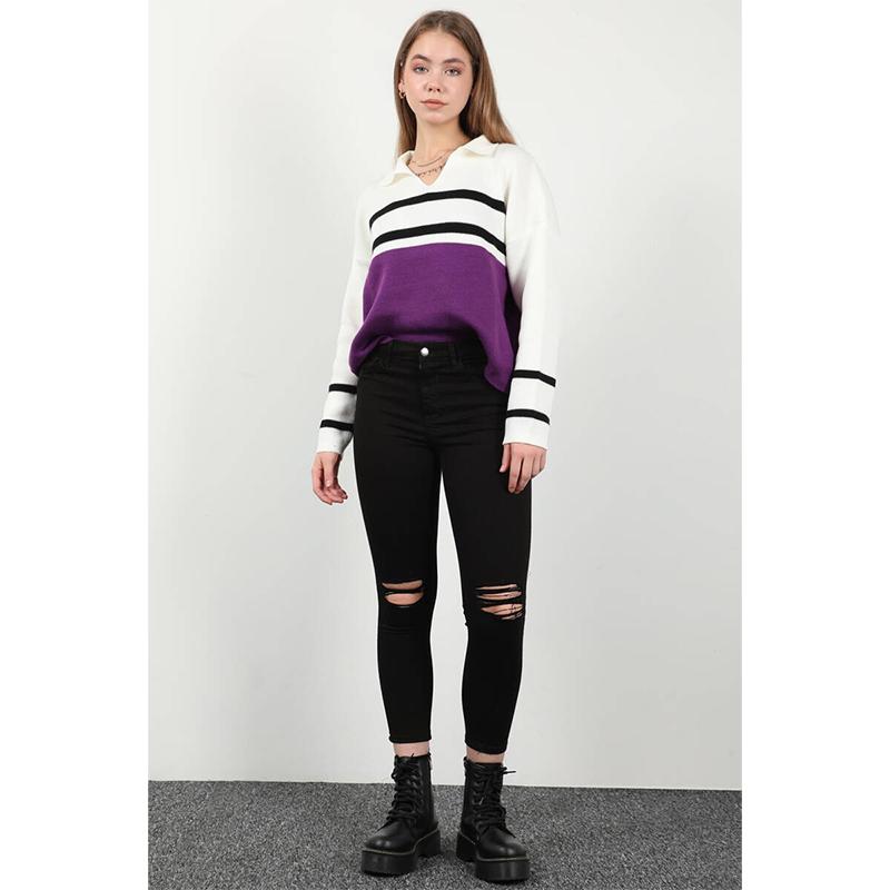 

Женские рваные джинсы скинни до колен, черные