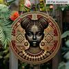 2D Flat 1pc African Tribal Woman Round Metal Sign, 8x8 in, Printed Aluminium Wall Art, Rustic Farmhouse Door Decor for Home, Room, Street, Shop