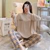 Pijamas femininos de primavera e outono, roupa para casa, meninas, estudantes, pijamas, mangas compridas e calças, roupa simples para casa